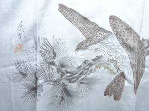 アンティーク　鷹模様男物長襦袢